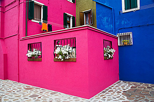 布拉诺岛,意大利,彩色,城市,家