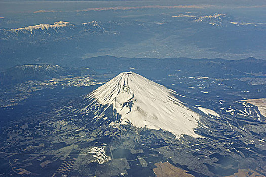 航拍,山,富士山,日本