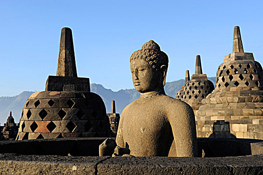 雕塑,佛,浮罗佛屠,爪哇岛,印度尼西亚,东南亚