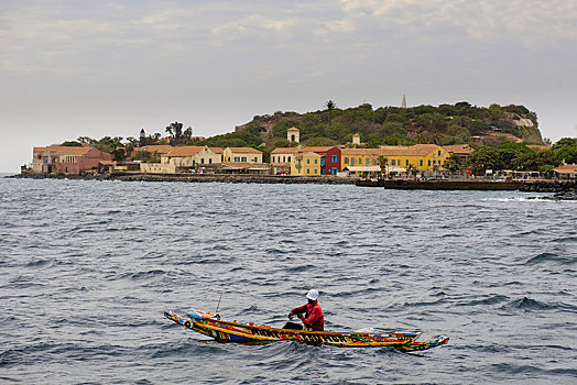 渔民,传统,独木舟,岛,达喀尔,塞内加尔,非洲