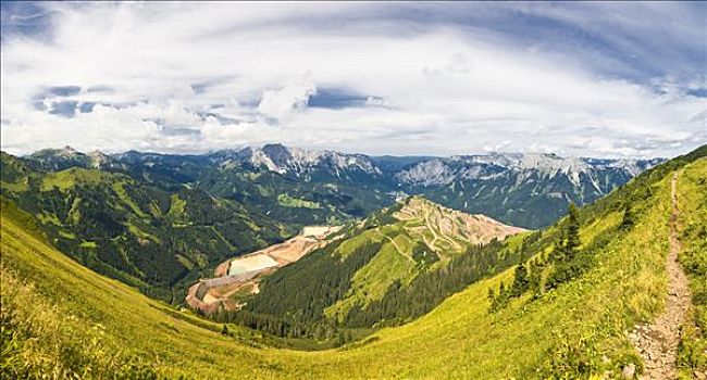全景,山峦,俯视,艾森埃尔茨,施蒂里亚,奥地利,欧洲