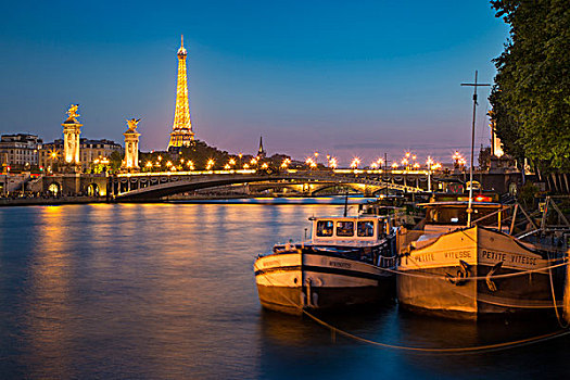驳船,塞纳河,埃菲尔铁塔,巴黎,法国