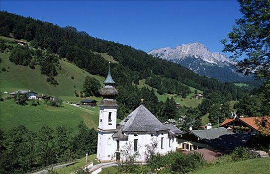 玛丽亚-格恩,教堂,朝拜,场所,山,贝希特斯加登地区,巴伐利亚,德国