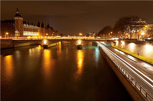 码头,改变,巴黎,夜晚