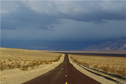 公路,暗色,天空,靠近,死谷,加利福尼亚