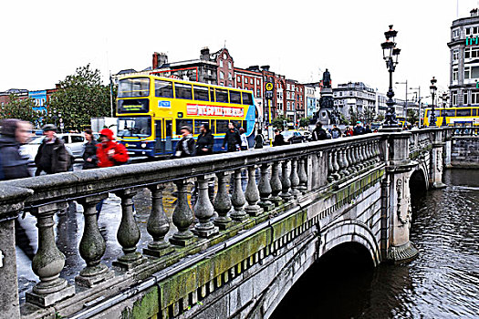 街道,桥,冬天,都柏林,爱尔兰,欧洲