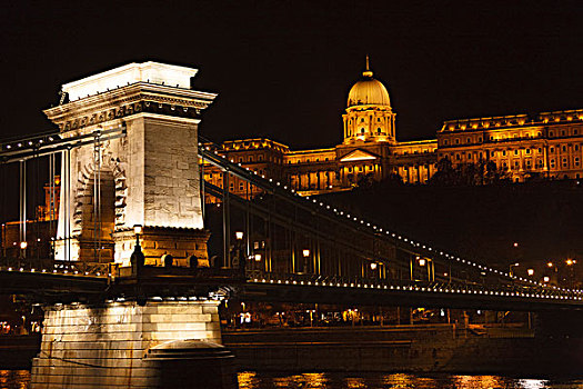 夜景,多瑙河,环境,布达佩斯,匈牙利