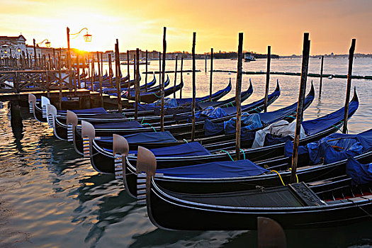 排,小船,大运河,黎明,威尼斯,威尼托,意大利