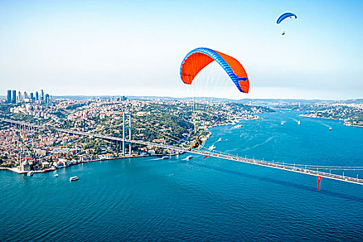 飞行员,飞跃,博斯普鲁斯海峡,桥,伊斯坦布尔,土耳其