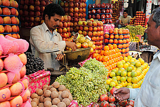 水果摊,市场,迈索尔,印度南部,印度,南亚,亚洲