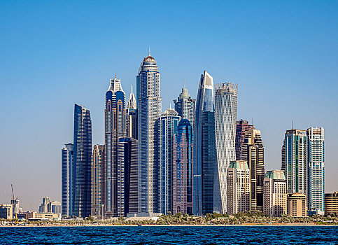 天际线,摩天大楼,迪拜,码头,阿联酋,亚洲