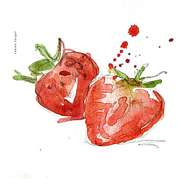 插画,草莓