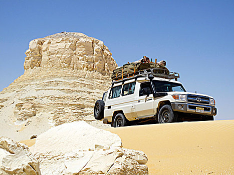 埃及,白沙漠,场所,交通工具,停放,沙丘