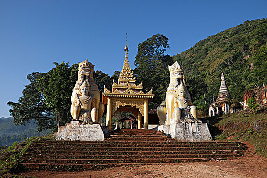 大门,雕塑,宾德雅,掸邦,缅甸