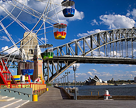 剧院,海港大桥,公园,悉尼,新南威尔士,澳大利亚,摩天轮