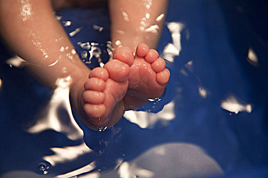 女婴,沭浴,聚焦,脚