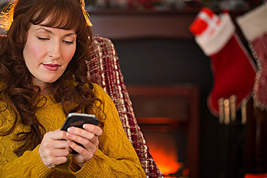 愉悦,红发,手机,圣诞节