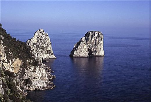 岩石构造,海中,石头,卡普里岛,意大利