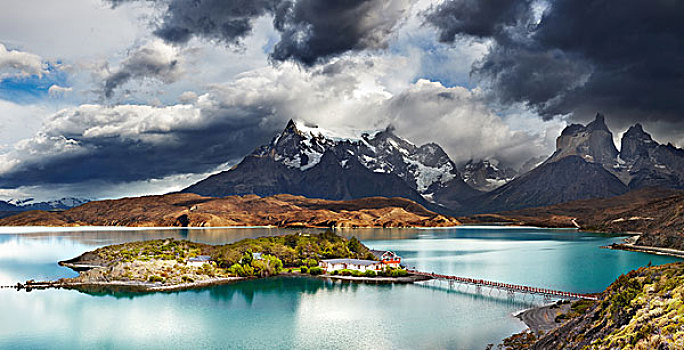 托雷德裴恩国家公园,裴赫湖,山,巴塔哥尼亚,智利
