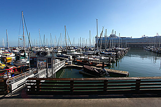 渔人码头,渔船,哥拉德利广场,蓝天,北美洲,美国,加利福尼亚州,旧金山,风景,全景,文化,景点,旅游