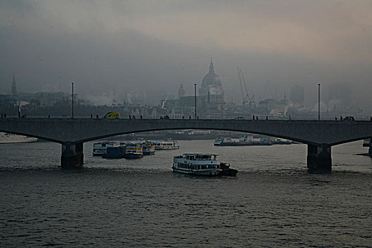 俯视,泰晤士河,滑铁卢,桥,大教堂,伦敦,英国