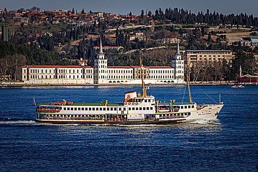 乘客,渡轮,博斯普鲁斯海峡,军事,高中,背景,伊斯坦布尔,土耳其