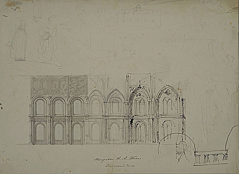 设计,侧面,墙壁,克里姆林宫,宫殿,1838年,艺术家