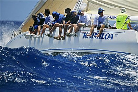 夏威夷,瓦胡岛,怀基基海滩,外滨,序列,2005年,帆船,蓝色背景,海洋