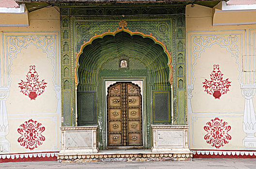 入口,城市宫殿,斋浦尔,拉贾斯坦邦,北印度,印度,南亚,亚洲
