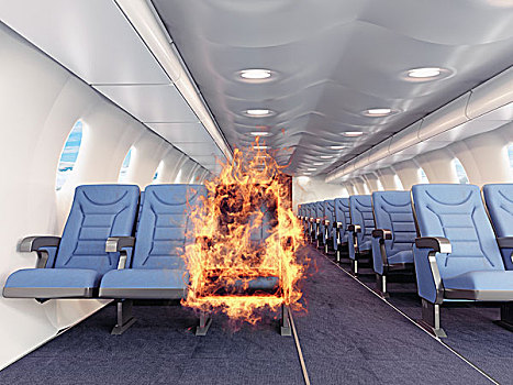 火,飞机,机舱,创意,概念