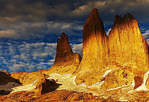 塔,日出,托雷德裴恩国家公园,巴塔哥尼亚,智利