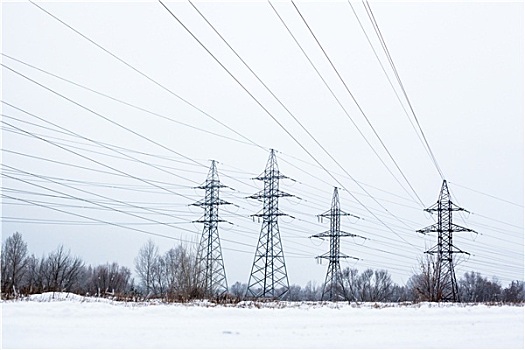 电线塔,电线,冬天,白天