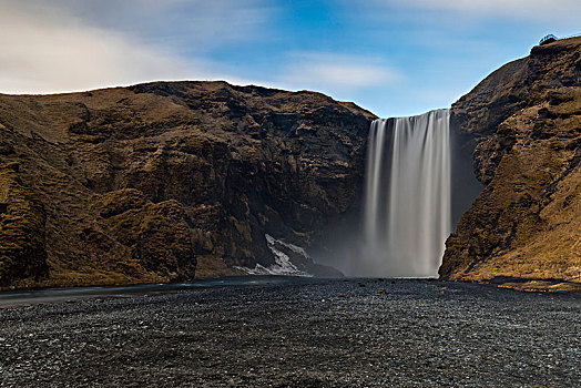 瀑布,冬天,白天,瑟德兰德,南,冰岛,欧洲
