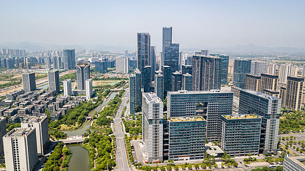 航拍杭州未来科技城城市风光