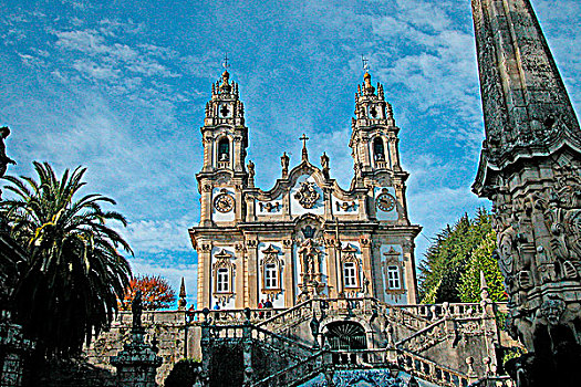 雄伟,楼梯,顶端,栖息,上方,城市,教堂,地区,葡萄牙