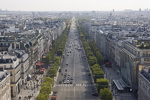 俯视,香榭丽舍大街,拱形,巴黎,法国