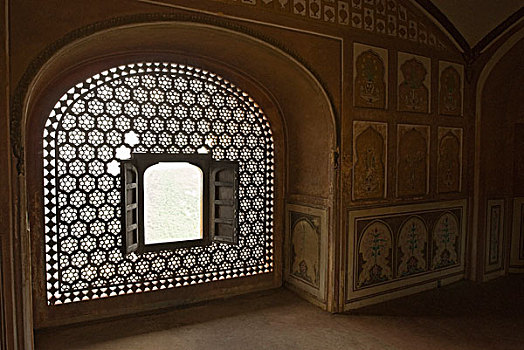 窗户,堡垒,斋格尔堡,斋浦尔,拉贾斯坦邦,印度