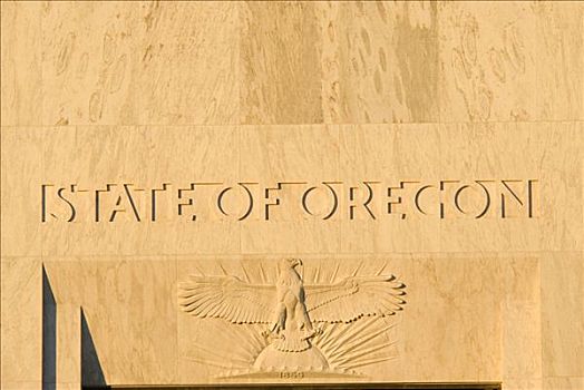 鹰,雕刻,入口,政府建筑,塞勒姆,俄勒冈,美国