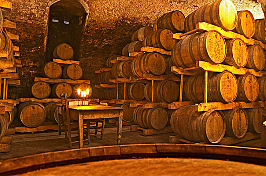桶藏发酵,地窖,桌子,蜡烛,酒栈,葡萄酒厂,乌拉圭,南美