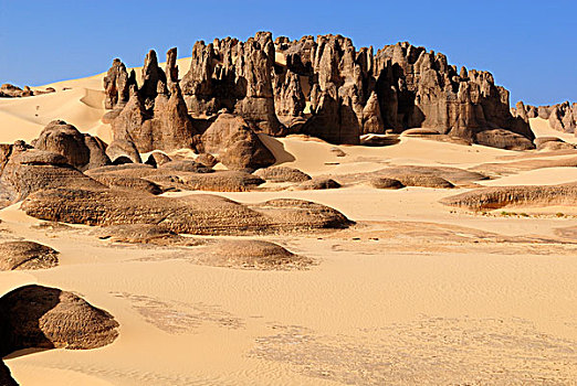 砂岩,石头,排列,锡,塔西里,阿哈加尔,塔曼拉塞特,阿尔及利亚,撒哈拉沙漠,北非