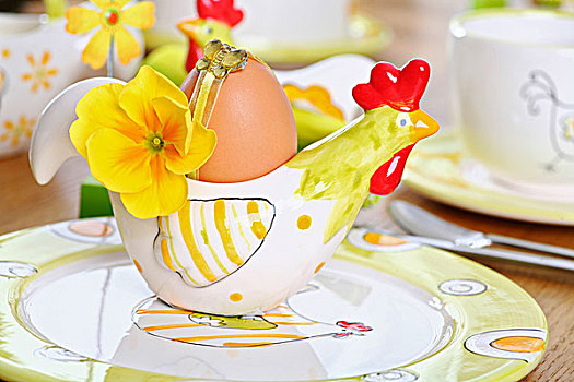 复活节,蛋杯,母鸡,桌上