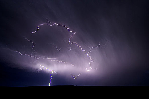 闪电,火花,风暴,靠近,内布拉斯加州,美国