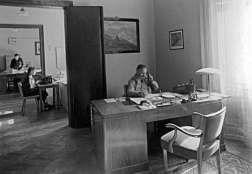 办公室,男人,坐,书桌,20世纪40年代,精准,位置,未知,德国,欧洲