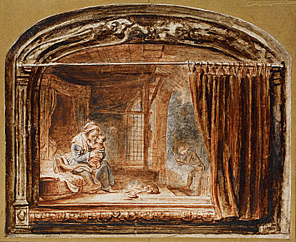 神圣,家庭,切,木头,17世纪中期,艺术家