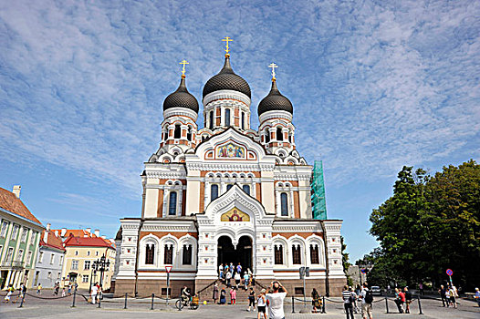 城堡广场,亚历山大涅夫斯基大教,门口,建筑,塔林,爱沙尼亚,波罗的海国家,北欧