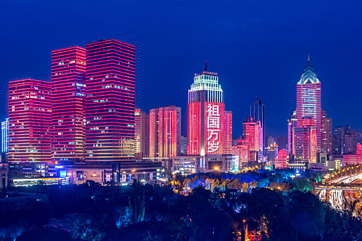 乌鲁木齐西大桥cbd建筑群夜景