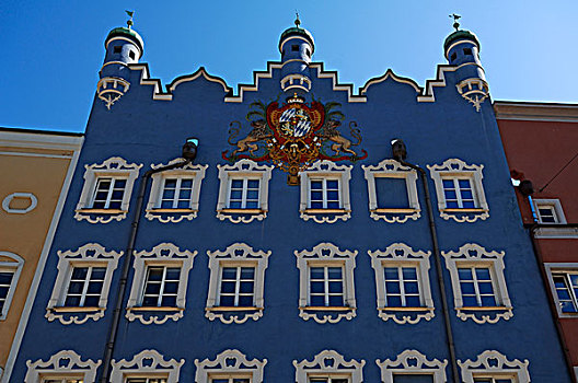 建筑,城市,16世纪,巴伐利亚,皇家,外套,手臂,布格豪森,上巴伐利亚,德国,欧洲