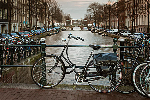 自行车,停放,运河,阿姆斯特丹,荷兰