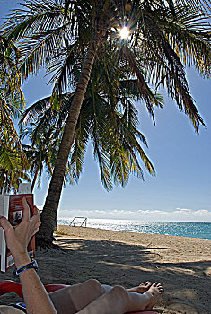 放松,海滩,干盐湖,靠近,特立尼达,古巴