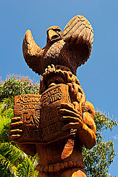 木质,雕塑,花园,西海岸,新喀里多尼亚,美拉尼西亚,南太平洋
